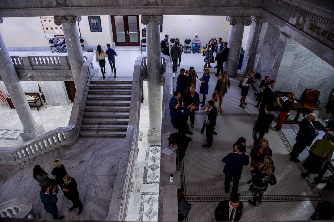 (Trent Nelson | The Salt Lake Tribune)  The scene outside of the House Chamber in Salt Lake City, Thursday March 8, 2018.