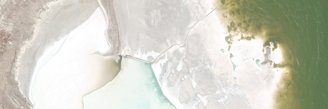 (Planet) A satellite image of Gunnison Island, in the north arm of the Great Salt Lake, on June 1, 2016.