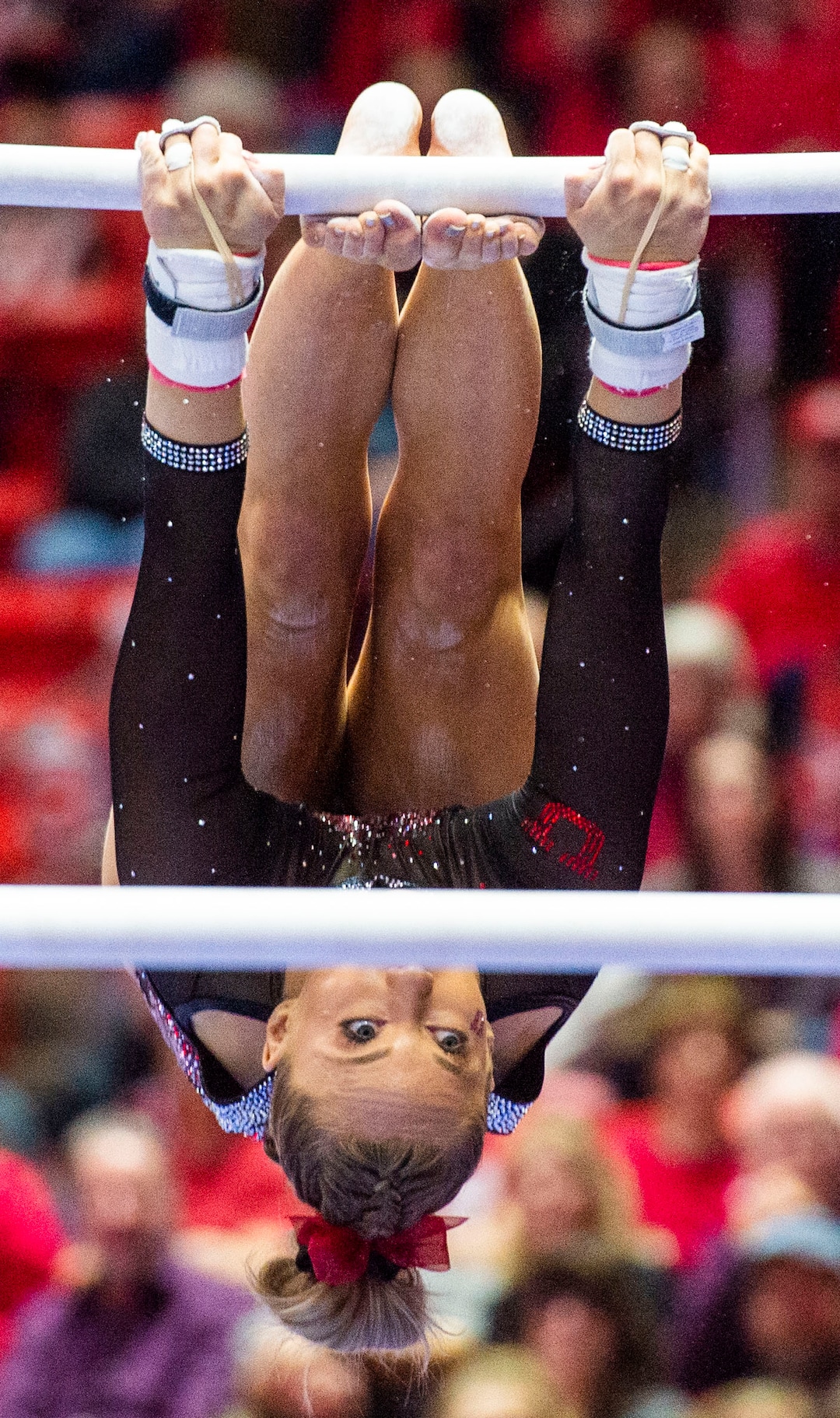 (Rick Egan  |  The Salt Lake Tribune)  MaKayla Skinner competes on the uneven bars, in PAC-12 gymnastics action between the UCLA Bruins and the University of Utah, at the Jon M. Huntsman Center, Saturday, Feb. 23, 2019.