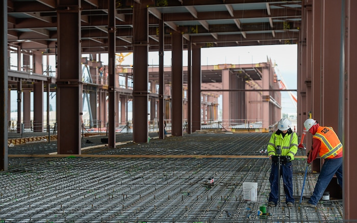 (Francisco Kjolseth  |  The Salt Lake Tribune)  The Salt Lake City Department of Airports gives a tour of the progress being made to replace the three aging terminals with a single central terminal building. Over time, the existing terminal, parking garage and concourses will be completely demolished and replaced with an estimated completion date of 2025.