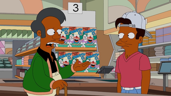 (Photo courtesy of Fox) Apu and his nephew, Jay — voiced by Utkarsh Ambudkar — in “The Simpsons” episode “Much Apu About Something.”