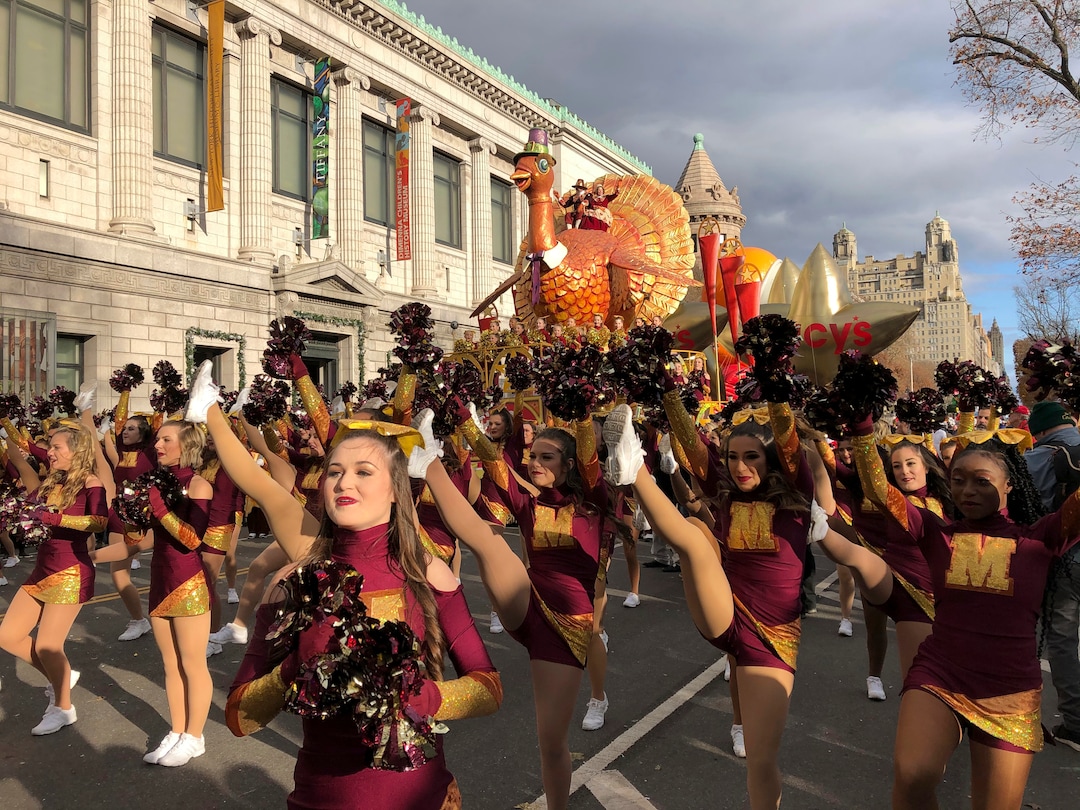 (Mark Lennihan | AP)  Members of the Texas State University dance team perform at the start of the Macy's Thanksgiving Day Parade, Thursday, Nov. 28, 2019, in New York.