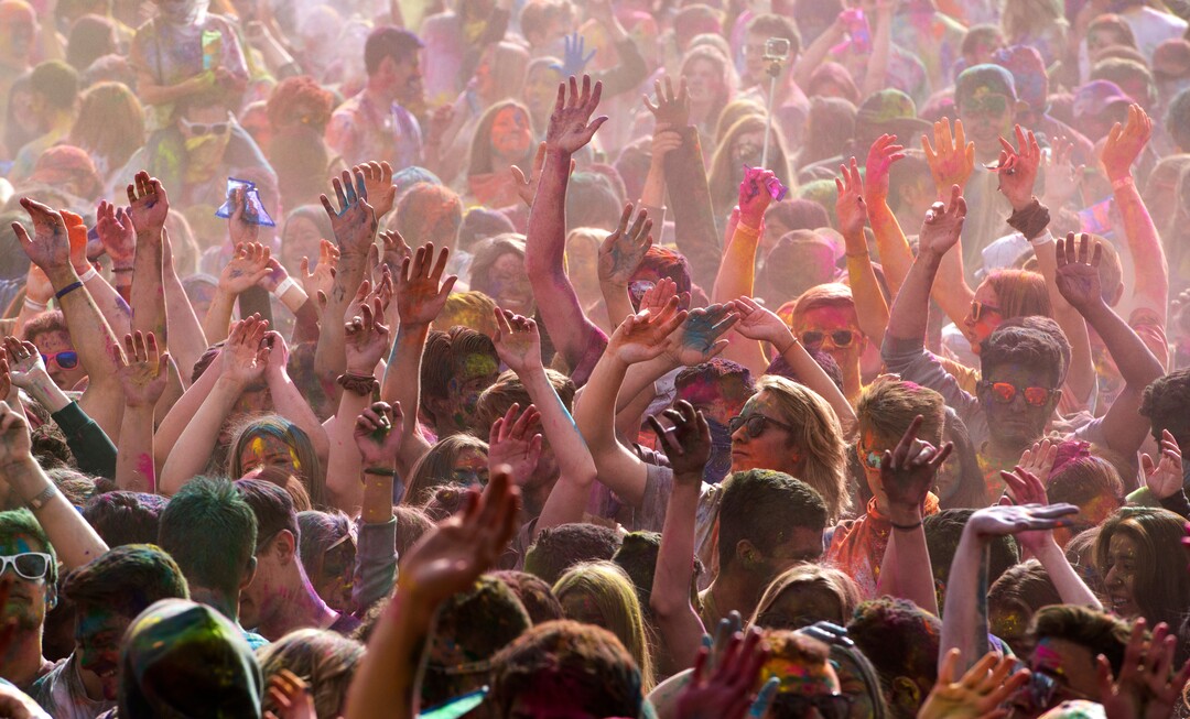 (Rick Egan  |  The Salt Lake Tribune)       Revelers dance to the sounds of Aakansha Bollypop, during the 22nd annual Holi Festival of Colors at the Sri Sri Radha Krishna Temple in Spanish Fork, Saturday, March 24, 2018. The festival which celebrates the beginning or spring is also known as at the Festival of Love.