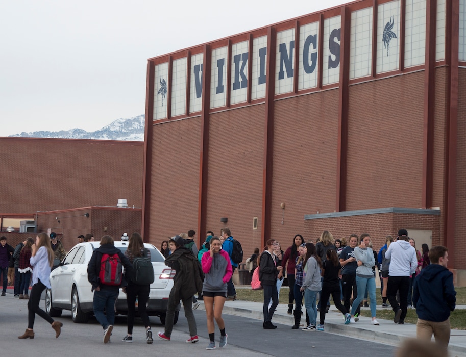 (Rick Egan | The Salt Lake Tribune) Students leave Pleasant Grove High school on Thursday, Dec. 3, 2015.