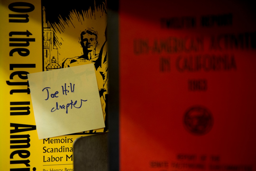 (Jeremy Harmon  |  The Salt Lake Tribune) Books about labor history on a shelf at Ken Sanders Rare Books in Salt Lake City on January 16, 2020.