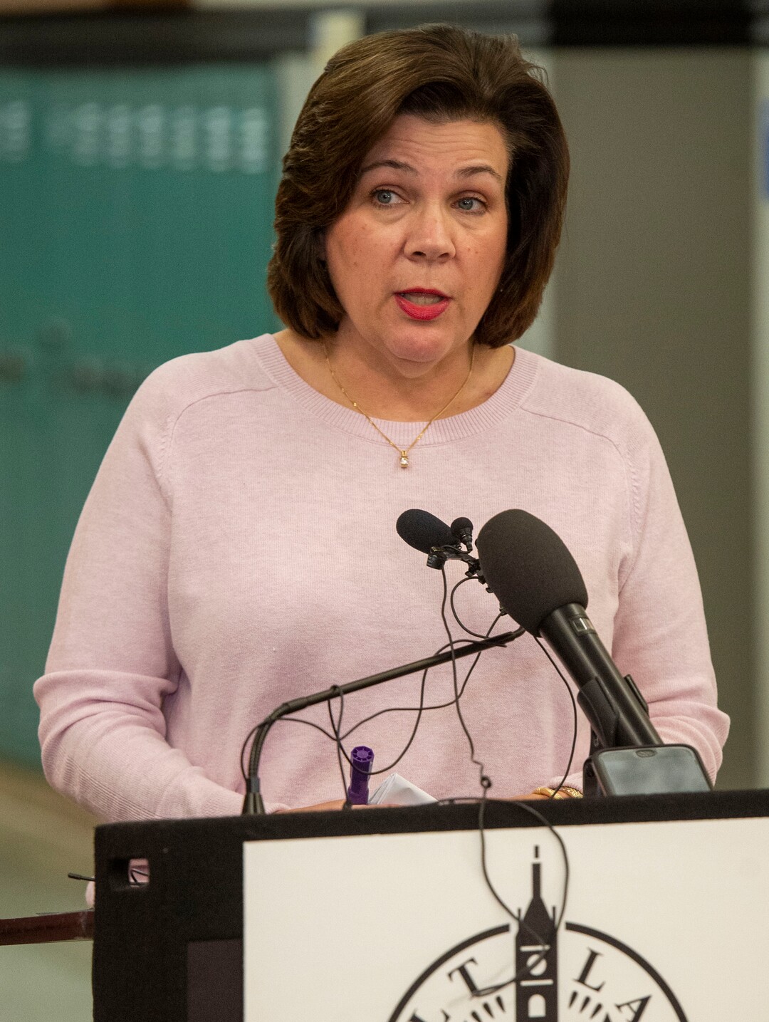 (Rick Egan  |  The Salt Lake Tribune)       Salt Lake City School District Superintendent Lexi Cunningham talks about the new school resource officer initiative at West High School, Tuesday, March 26, 2019.
