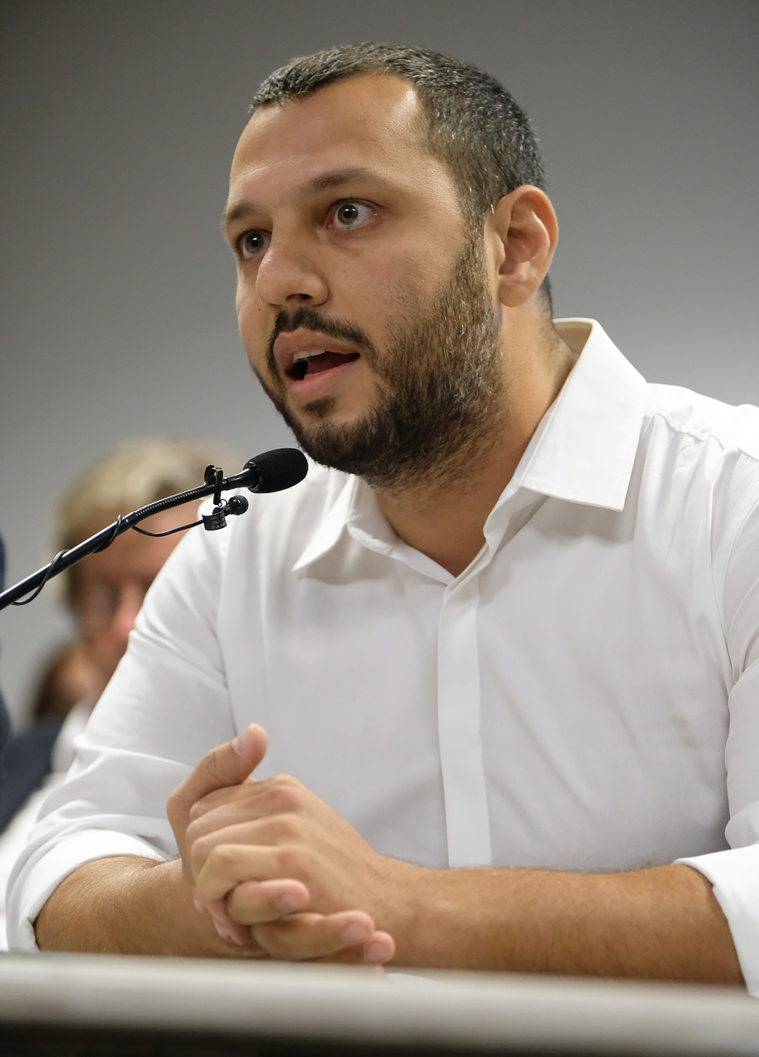(Francisco Kjolseth  |  The Salt Lake Tribune)  Mathew Shurka who underwent conversion therapy from the age of 16-21 discusses the detrimental effects it had on hims as the speaks before state regulators during a public hearing about a proposed ban on conversion therapy in Salt Lake City on Thursday, Sept. 26, 2019.