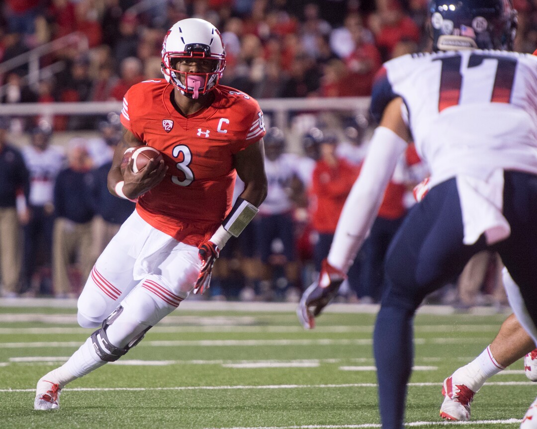 Rick Egan  |  The Salt Lake TribuneUtah quarterback Troy Williams (3) runs for a second half touchdown for the Utes, in PAC-12 football action, Utah vs. The Arizona Wildcats, at Rice-Eccles Stadium, Saturday, October 8, 2016.
