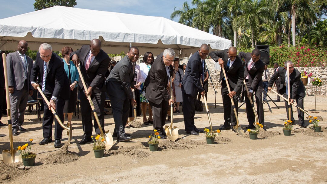 (Courtesy The Church of Jesus Christ of Latter-day Saints)  Officials with The Church of Jesus Christ of Latter-day Saints broke ground on a temple in Port-au-Prince, Haiti, on Saturday.