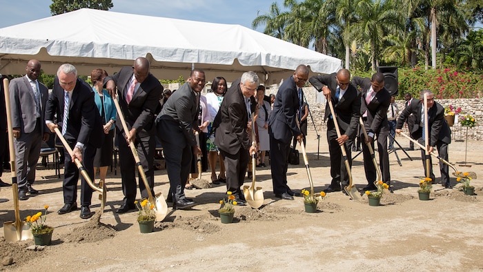 (Courtesy The Church of Jesus Christ of Latter-day Saints) Officials with The Church of Jesus Christ of Latter-day Saints broke ground on a temple in Port-au-Prince, Haiti, on Saturday.