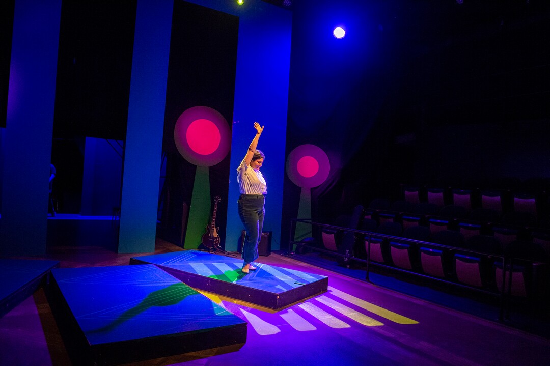 (Rick Egan  |  The Salt Lake Tribune)  Madeline Thatcher rehearses for the first Utah theater production since the COVID-19 lockdown, titled "The Corona Conundrum," at The Parker Theatre, Wednesday, May 13, 2020.