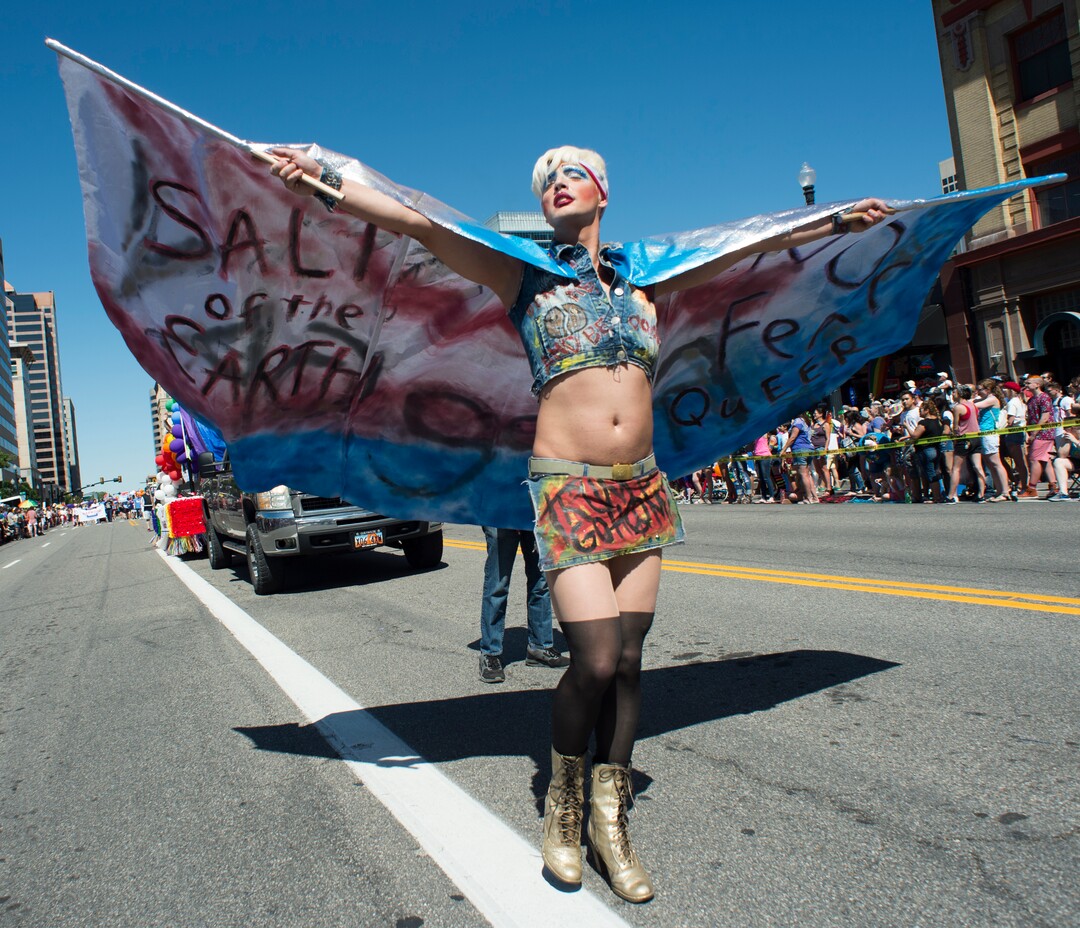 (Rick Egan  |  The Salt Lake Tribune)    Rory Holland, participates in the Utah Pride Parade in Salt Lake City, Sunday, June 3, 2018.