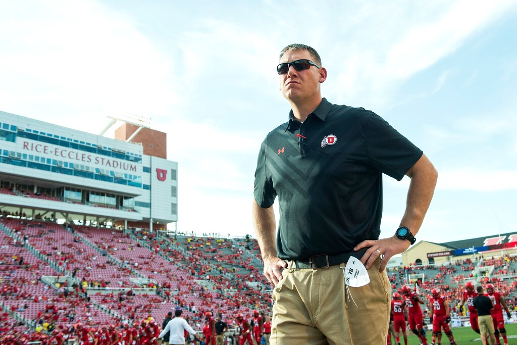 Chris Detrick | Salt Lake Tribune file photo Utah offensive line coach Jim Harding before the game vs. Michigan at Rice-Eccles Stadium Thursday September 3, 2015.