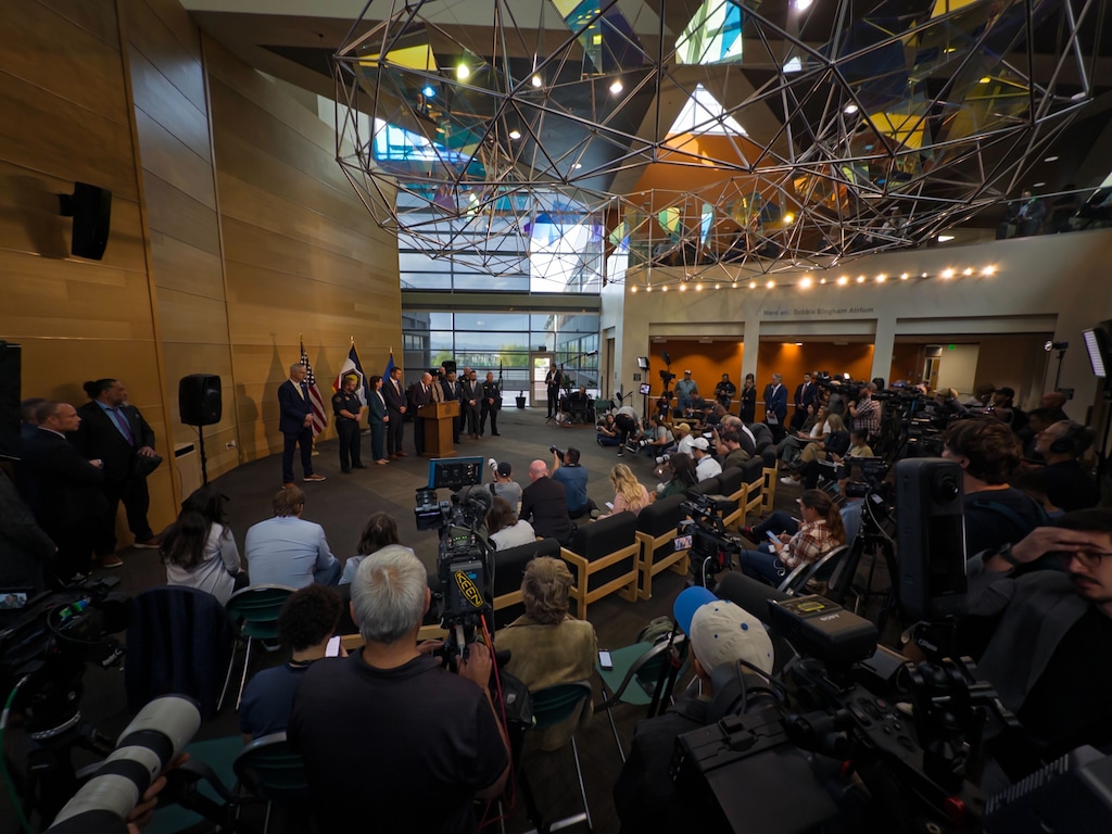 (Trevor Christensen | The Salt Lake Tribune) Utah Gov. Spencer Cox speaks at a news conference Sept. 12, 2025, announcing an arrest in the shooting death of Charlie Kirk.