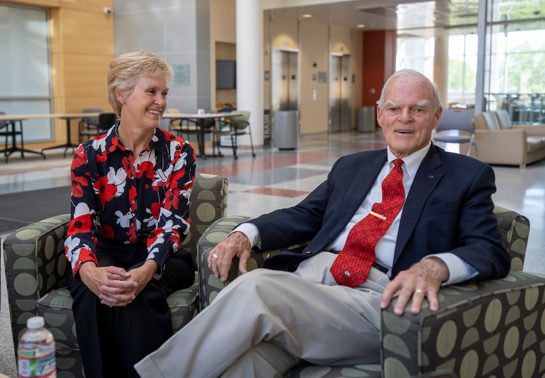 (Rick Egan | The Salt Lake Tribune) Katie Eccles listen as her dad, Spence Eccles, talks about the Eccles family donation to the University of Utah Medical School, on Tuesday, June 8, 2021.
