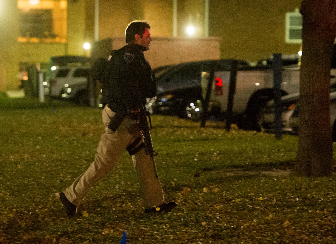 (Rick Egan  |  The Salt Lake Tribune) Police search for a gunman near Red Butte Garden on the University of Utah campus Monday, Oct. 30, 2017.