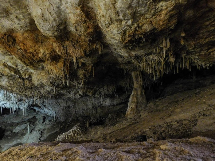 Erin Alberty  |  The Salt Lake TribuneStalactites hang from the opening room of Crystal Ball Cave on Feb. 20, 2017 in Gandy, Utah.