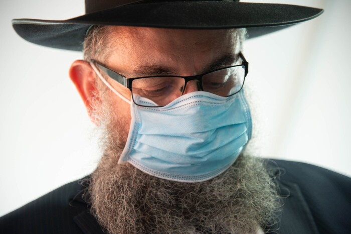 (Francisco Kjolseth  |  The Salt Lake Tribune) Rabbi Benny Zippel goes over safety set up plans with outdoor tents on Thursday, Sept. 17, 2020, for High Holy Day services, which begin Friday evening, so members of Chabad Lubavitch can meet in person, outside and socially distanced through the weekend.