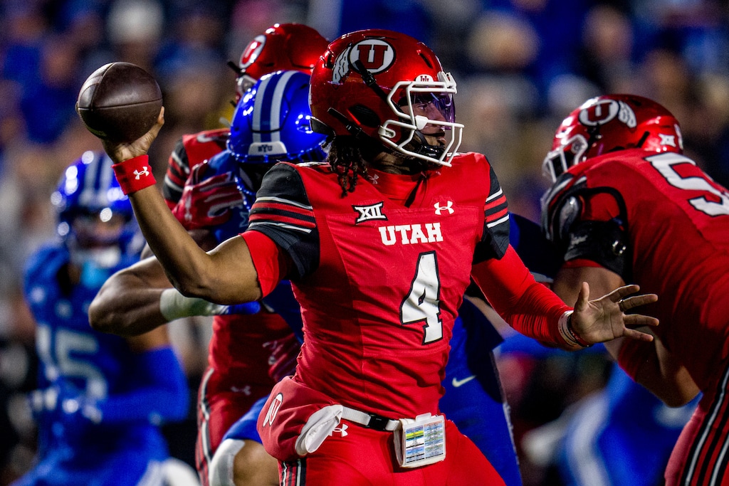 (Trent Nelson  |  The Salt Lake Tribune) Utah quarterback Devon Dampier wears an Under Armour jersey during a game last season. The Utes will let their contract with the brand expire next year.