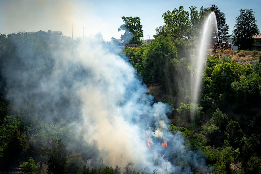 (Rick Egan | The Salt Lake Tribune) Fire in Memory Grove on Friday, June 19, 2026.