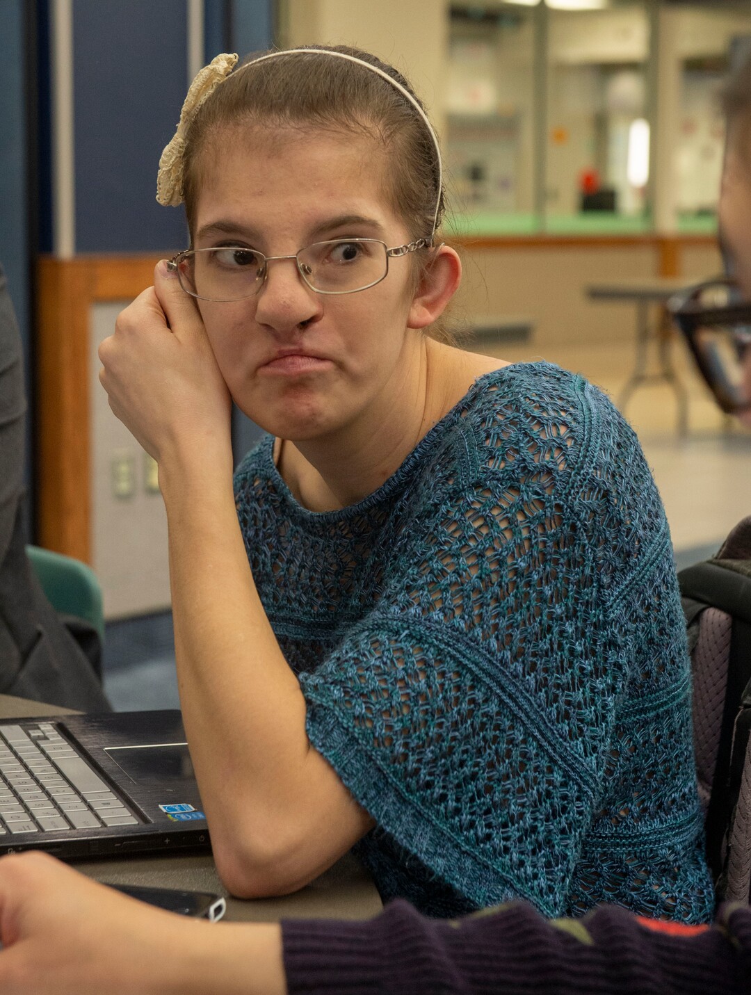 (Rick Egan  |  The Salt Lake Tribune)     Megan McLaws, talks about accessibility issues on BYU campus, Wednesday, April 17, 2019.