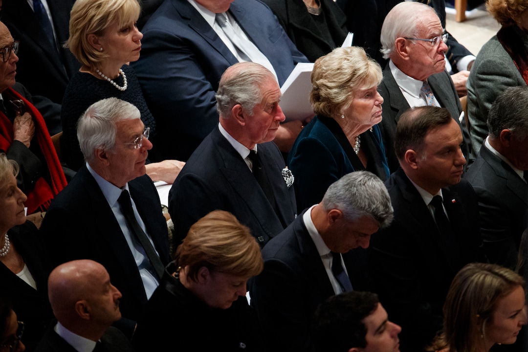 Prince Charles listens during a State Funeral for former President George H.W. Bush at the National Cathedral, Wednesday, Dec. 5, 2018, in Washington. (AP Photo/Evan Vucci)