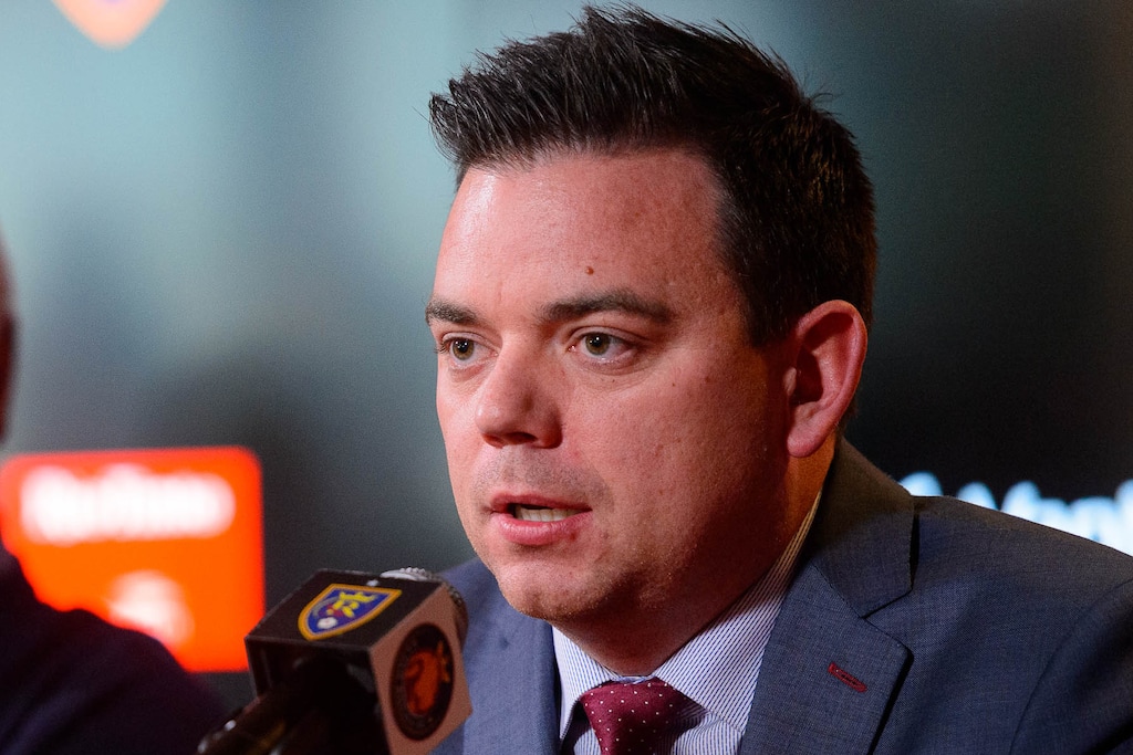 (Trent Nelson  |  The Salt Lake Tribune)
Real Salt Lake and General Manager Elliot Fall during a news conference at Rio Tinto Stadium in Sandy on Tuesday, Dec. 3, 2019. Fall says the club has been intent on locking up its youthful core long term, creating some stability for the franchise going forward.