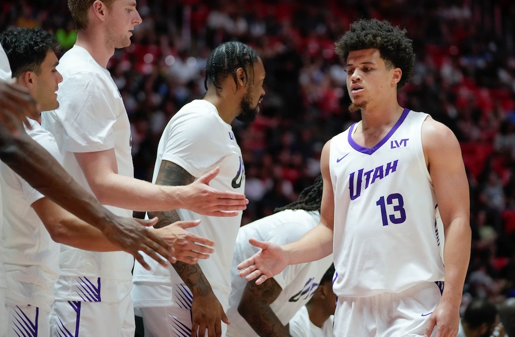 (Francisco Kjolseth  | The Salt Lake Tribune) Utah Jazz guard Walter Clayton Jr. (13) comes off the court during an NBA Salt Lake City Summer League game at the Jon M. Huntsman Center on the University of Utah campus.