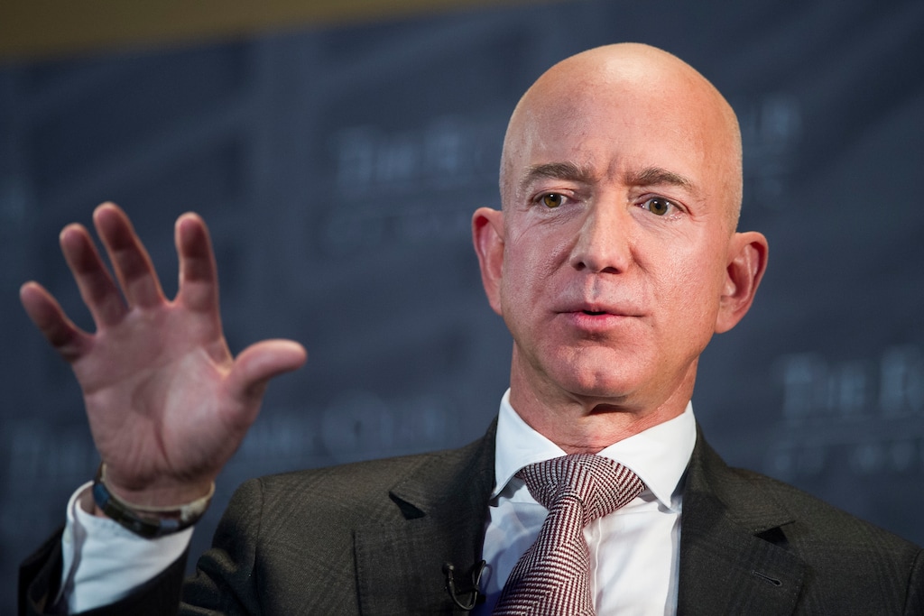 (Cliff Owen | The Associated Press) In this Sept. 13, 2018, file photo, Jeff Bezos, Amazon founder and CEO, speaks at The Economic Club of Washington's Milestone Celebration in Washington. A rich list by wealth compiler Hurun Report shows the market meltdowns in 2018 obliterated $1 trillion in wealth, with more than 212 of China's richest individuals losing their dollar billionaire status. Amazon founder Jeff Bezos led the world's wealthiest for the second year running, estimated by the Hurun Global rich list at $147 billion.