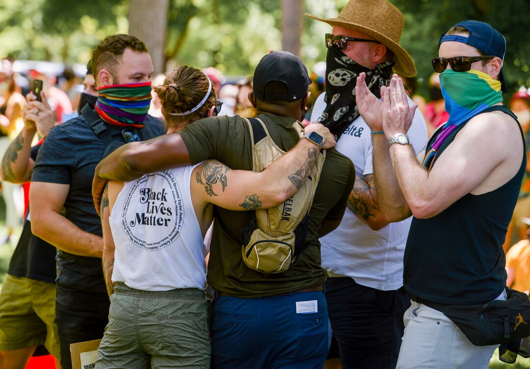 (Leah Hogsten  |  The Salt Lake Tribune) Over 1,000 Pride for Black Lives Matter supporters rallied at Liberty Park, Sunday, June 14, 2020 for over three hours before marching throughout Salt Lake City to join the Las Vidas Negras Importan Rally at Washington Square.