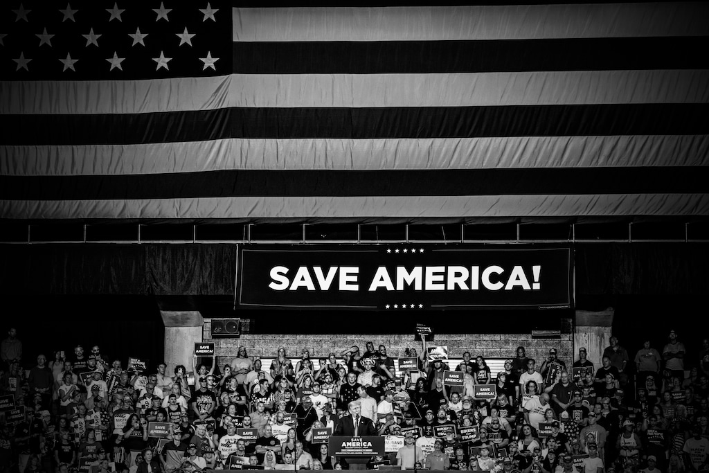 (Mark Peterson | The New York Times)

Former President Donald Trump speaks at a rally in Wilkes-Barre, Penn., on Sept. 3, 2022. "His prominence is astounding because over the past seven years the American establishment has spent enormous amounts of energy trying to discredit him," the New York Times opinion columnist David Brooks writes.