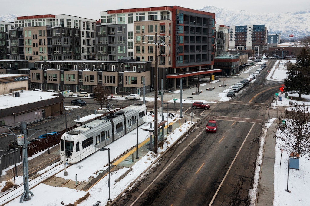 (Leah Hogsten | The Salt Lake Tribune)  The Sugar House streetcar S-Line on Dec. 23, 2022.