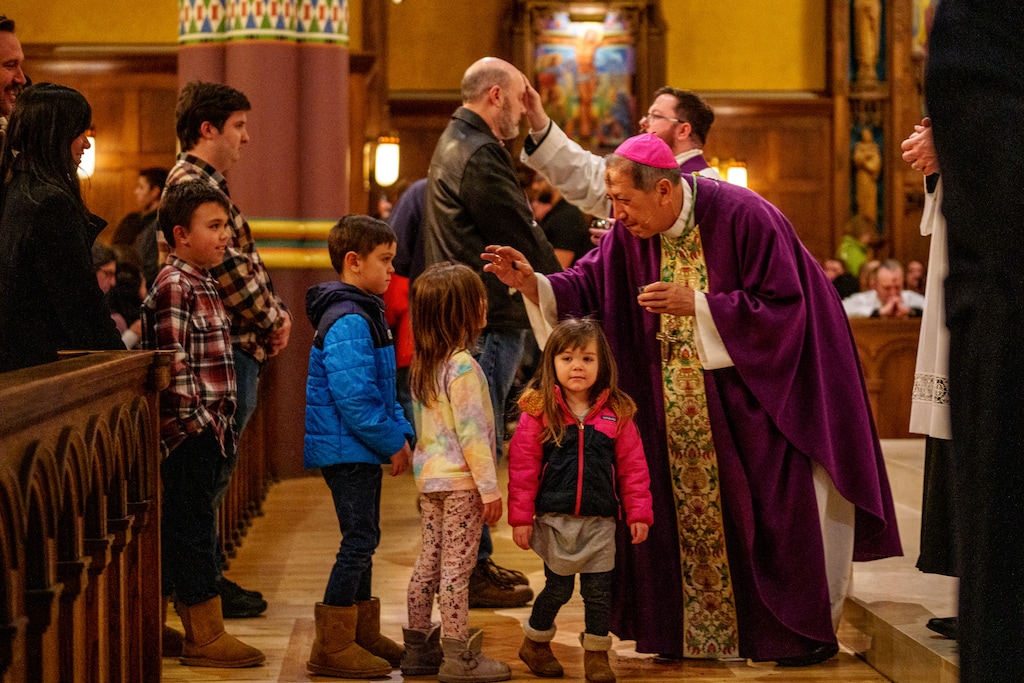 (Trent Nelson  |  The Salt Lake Tribune) Bishop Oscar Solis during Ash Wednesday Mass at the Cathedral of the Madeleine in Salt Lake City on Wednesday, March 5, 2025.