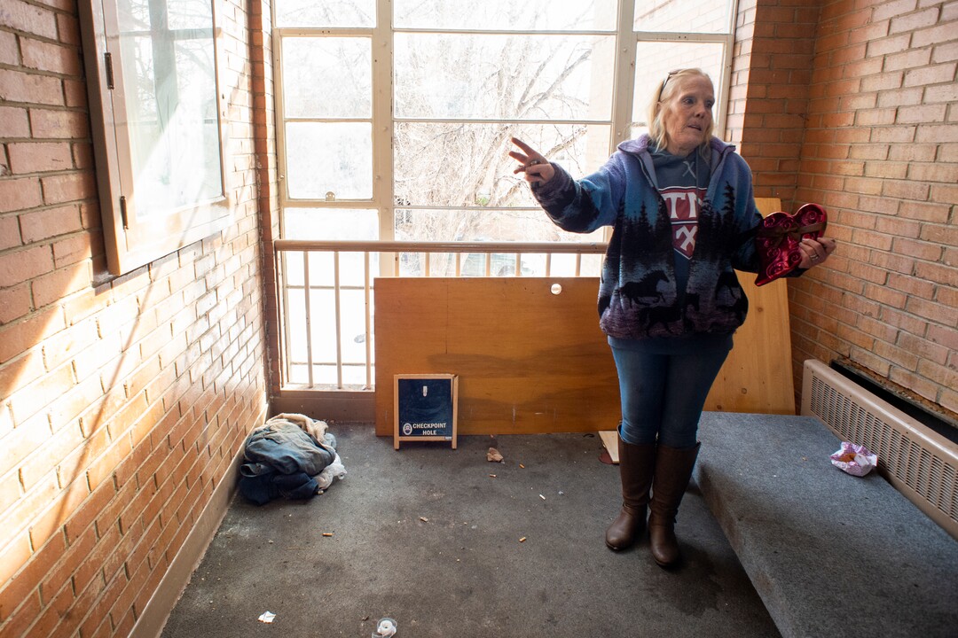 (Rick Egan  |  The Salt Lake Tribune)    Thersea, talks about the problems she faced in the Georgia apartments before she was evicted. Tenants of the Georgia Apartments in South Salt Lake, got notice yesterday, that the Salt Lake City Fire Department "red tagged" the apartment complex, giving tenants 72 hours to vacate their apartments. Tuesday, Feb. 12, 2019.