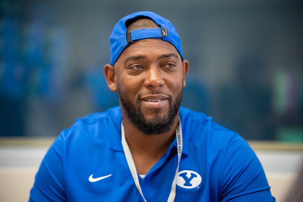 (Trent Nelson | The Salt Lake Tribune) Jernaro Gilford at BYU football media day in Provo on Wednesday, June 22, 2022.