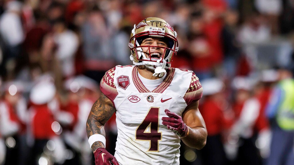 (Ben McKeown | AP file photo) Florida State's Mycah Pittman is all smiles after a touchdown against North Carolina last season. The senior transfer has drawn rave reviews in the early days of Utah's fall camp as both a slot receiver and punt returner.