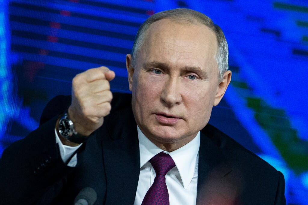 (Alexander Zemlianichenko | The Associated Press) Russian President Vladimir Putin gestures during his annual news conference in Moscow, Russia, Thursday, Dec. 20, 2018. Putin issued a chilling warning Thursday about the rising threat of a nuclear war, saying "it could lead to the destruction of civilization as a whole and maybe even our planet" — and putting the blame squarely on the U.S.