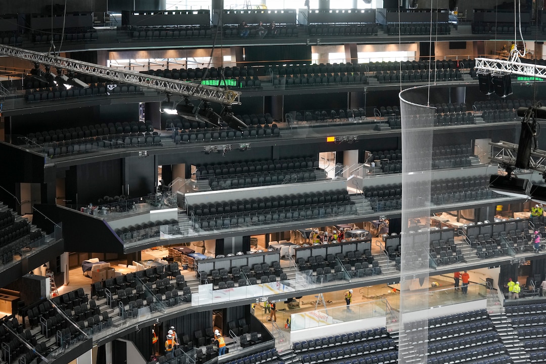 (Bethany Baker  |  The Salt Lake Tribune) Newly redesigned terraced seating is seen along the north end of the Delta Center during an open house ahead of the first preseason game for the Utah Mammoth in Salt Lake City on Friday, Sept. 25, 2026. 