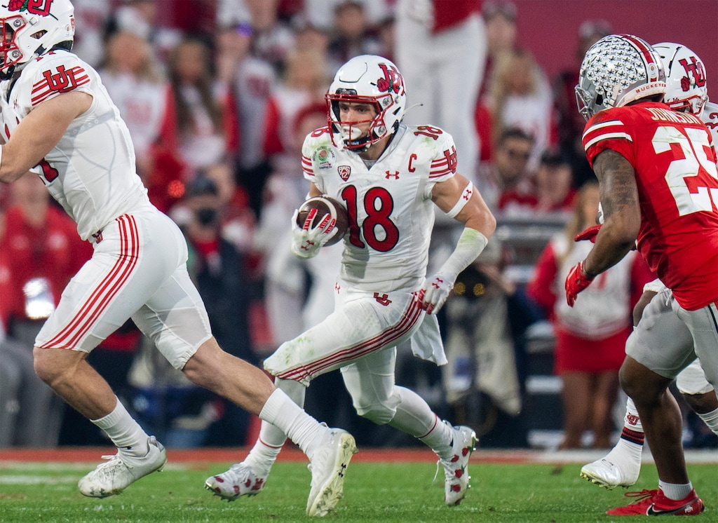 (Rick Egan | The Salt Lake Tribune) Utah Utes wide receiver Britain Covey (18) runs the ball in Rose Bowl action between the  Utah Utes and the Ohio State Buckeyes in Pasadena, Calif., on Saturday, Jan. 1, 2022.