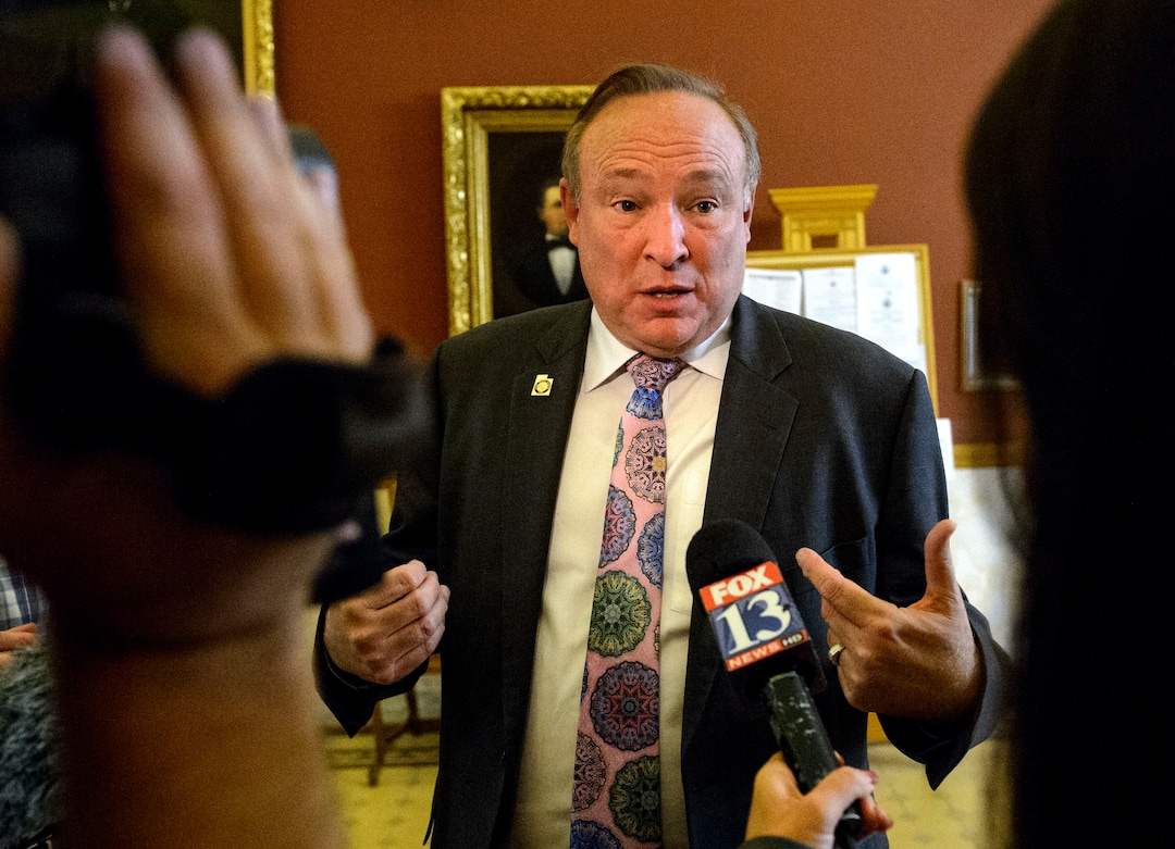 Steve Griffin  |  The Salt Lake TribuneSen. Jim Dabakis, D-Salt Lake City, talks with members of the media after he answered questions from members of the Salt Lake City Council during the council's work session at the Salt Lake City and County Building in Salt Lake City Tuesday June 13, 2017. The council is deciding whether or not to approve Mayor Jackie Biskupski's nomination of Dabakis to the Utah Transit Authority's board. 