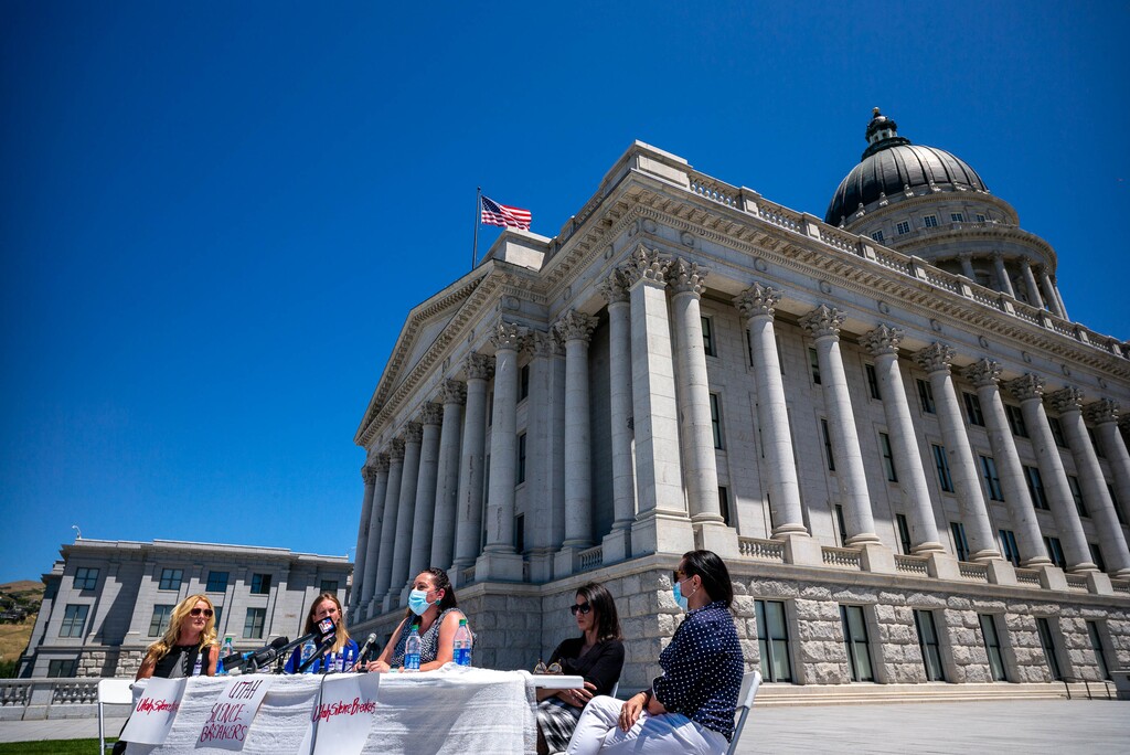 (Trent Nelson  |  The Salt Lake Tribune) Rep. Angela Romero, D-Salt Lake City, speaks at a news conference where adult survivors of child sexual abuse vow they will not be silenced by last week’s Utah Supreme Court decision that struck down victim’s rights to sue their rapists and molesters retroactively until age 53, at the State Capitol in Salt Lake City on Monday, June 22, 2020.