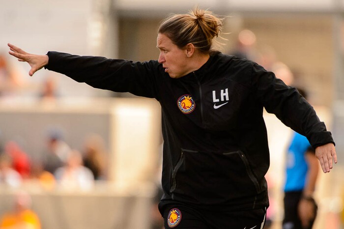 (Trent Nelson | The Salt Lake Tribune)  
Utah Royals FC hosts the Chicago Red Stars, at Rio Tinto Stadium in Sandy, Saturday April 14, 2018. Utah Royals head coach Laura Harvey.