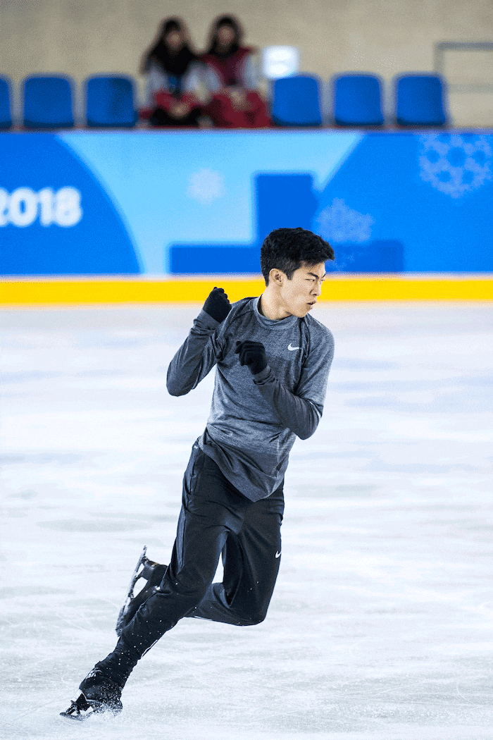(Chris Detrick | The Salt Lake Tribune) Salt Lake City's Nathan Chen practices his Men's Single Skating Short Program for the Team Event at the Gangneung Ice Arena Thursday, February 8, 2018.