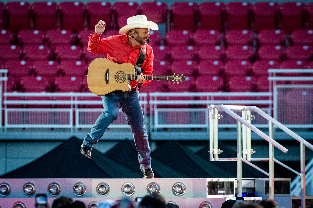 (Isaac Hale | Special to The Tribune) Garth Brooks performs with his band during a stop on their stadium tour held at Rice-Eccles Stadium in Salt Lake City on Saturday, July 17, 2021.