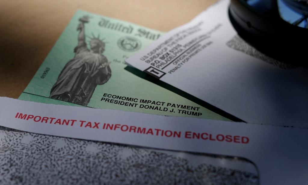 (Eric Gay | AP file photo)

In this April 23 photo, President Donald Trump's name is seen on a stimulus check issued by the IRS to help combat the adverse economic effects of the COVID-19 outbreak.