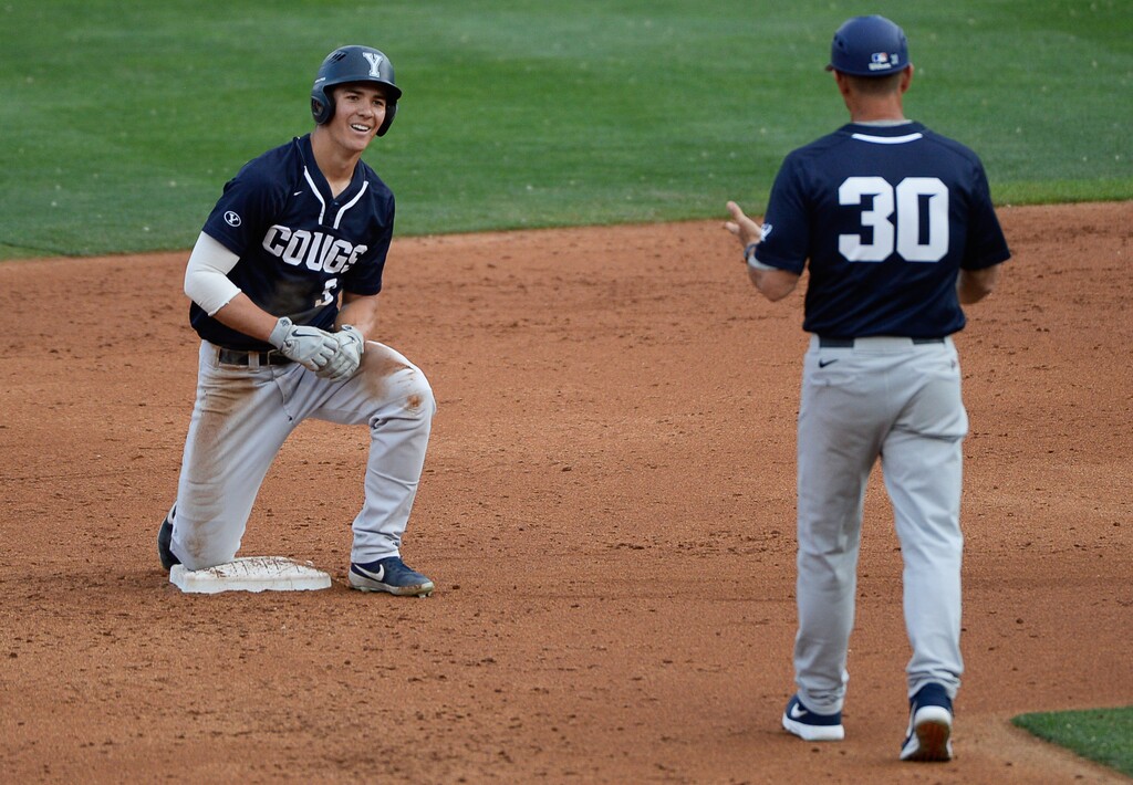 (Francisco Kjolseth  |  The Salt Lake Tribune)  BYU's Danny Gelalich, shown here in a game vs. Utah in Salt Lake City on Tuesday, May 14, 2019, had a pair of hits in the Cougars' 3-1 loss to Gonzaga on Friday, May 24, 2019 in the WCC tournament.