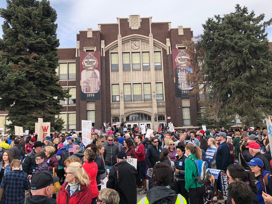 (Chris Detrick | The Salt Lake Tribune)  Participants hold signs during the March For Our Lives rally in Salt Lake City Saturday, March 24, 2018.