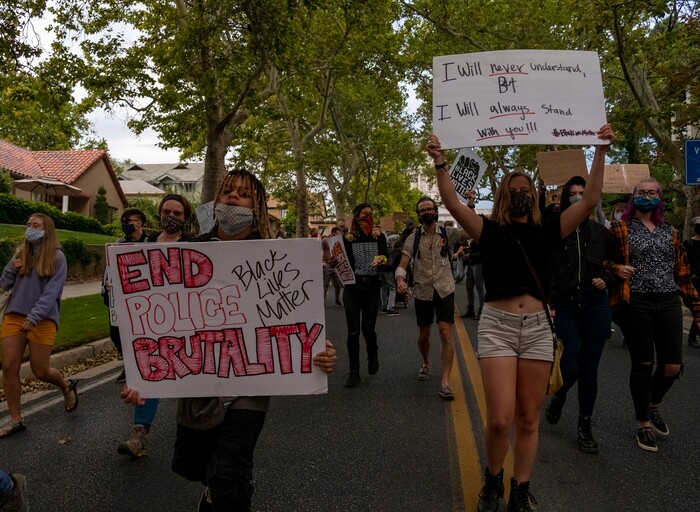 (Leah Hogsten | The Salt Lake Tribune) Black Lives Matter supporters and Salt Lake Equal Rights Movement members march from the Capitol to Washington Square on Monday, August 31, 2020 calling for justice for Jacob Blake who was shot in the back by police in Kenosha, Wisconsin on August 23rd.