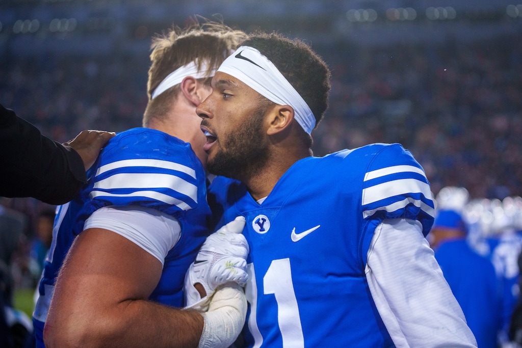 (Trent Nelson  |  The Salt Lake Tribune) Brigham Young Cougars defensive back Gabe Jeudy-Lally (11) as BYU hosts East Carolina, NCAA football in Provo on Friday, Oct. 28, 2022.