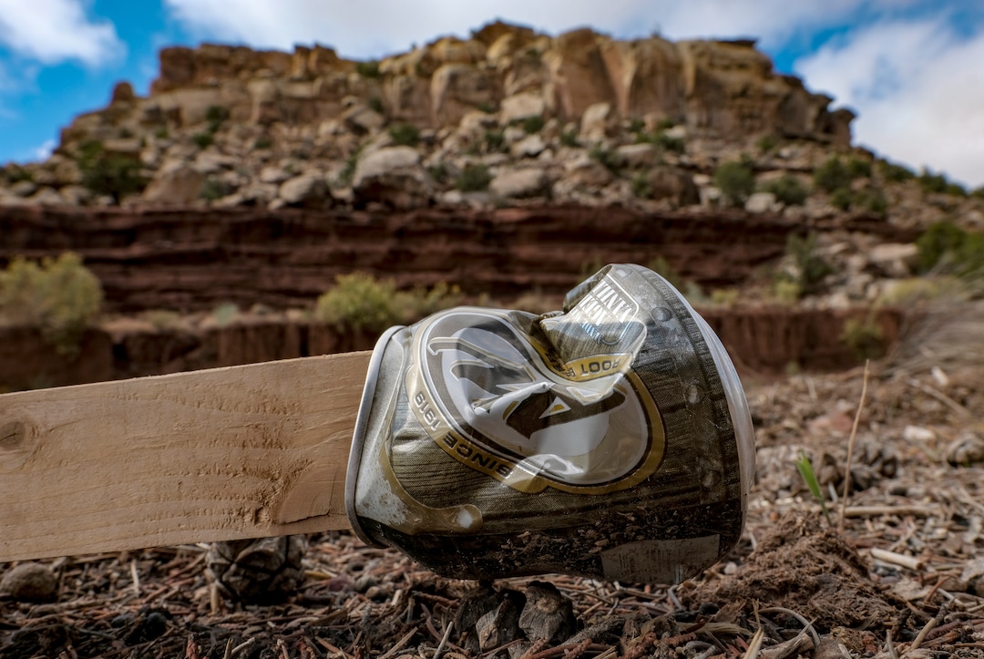 (Bonnie Jo Mount | The Washington Post) A fallen stake marks a claim on the Colt Mesa parcel, which, until 2018, was within the boundary of Grand Staircase-Escalante National Monument in Utah. Canadian company Glacier Lake Resources has claimed mining rights on the mesa.